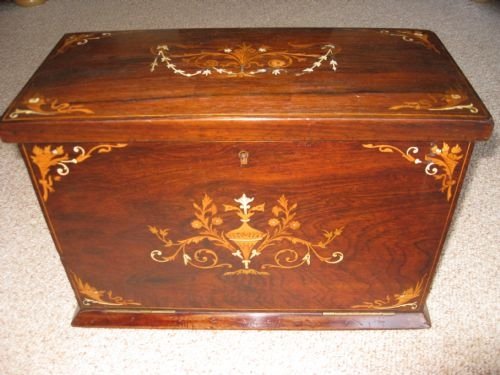 rosewood marquetry stationery box