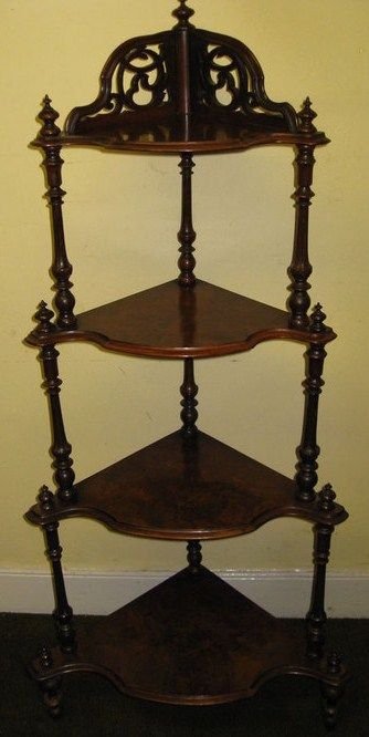 victorian burr walnut whatnot