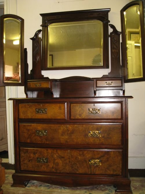 art nouveau walnut dressing table