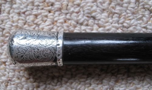 silver mounted ebonised walking stick