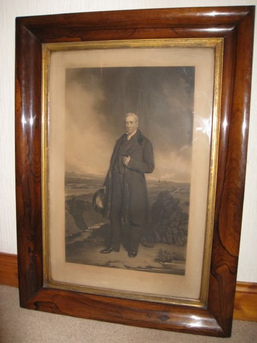 large rosewood framed print of george stephenson