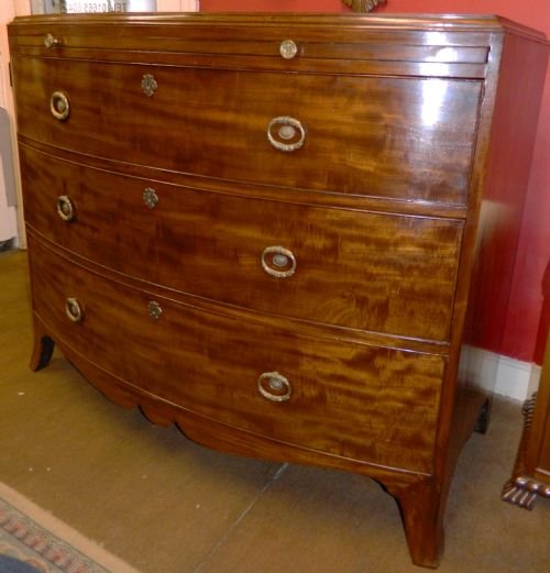 georgian bowfront chest of drawers with brushing slide