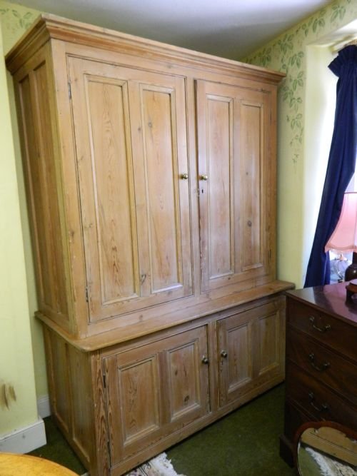 large victorian pine housekeepers cupboard