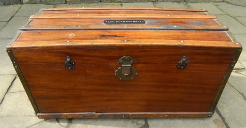 brass bound teak captains trunk