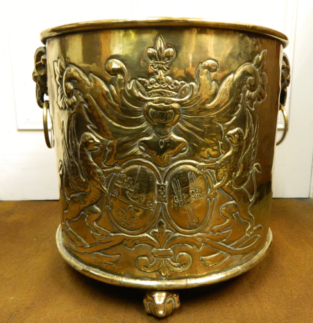 brass log bin jardiniere