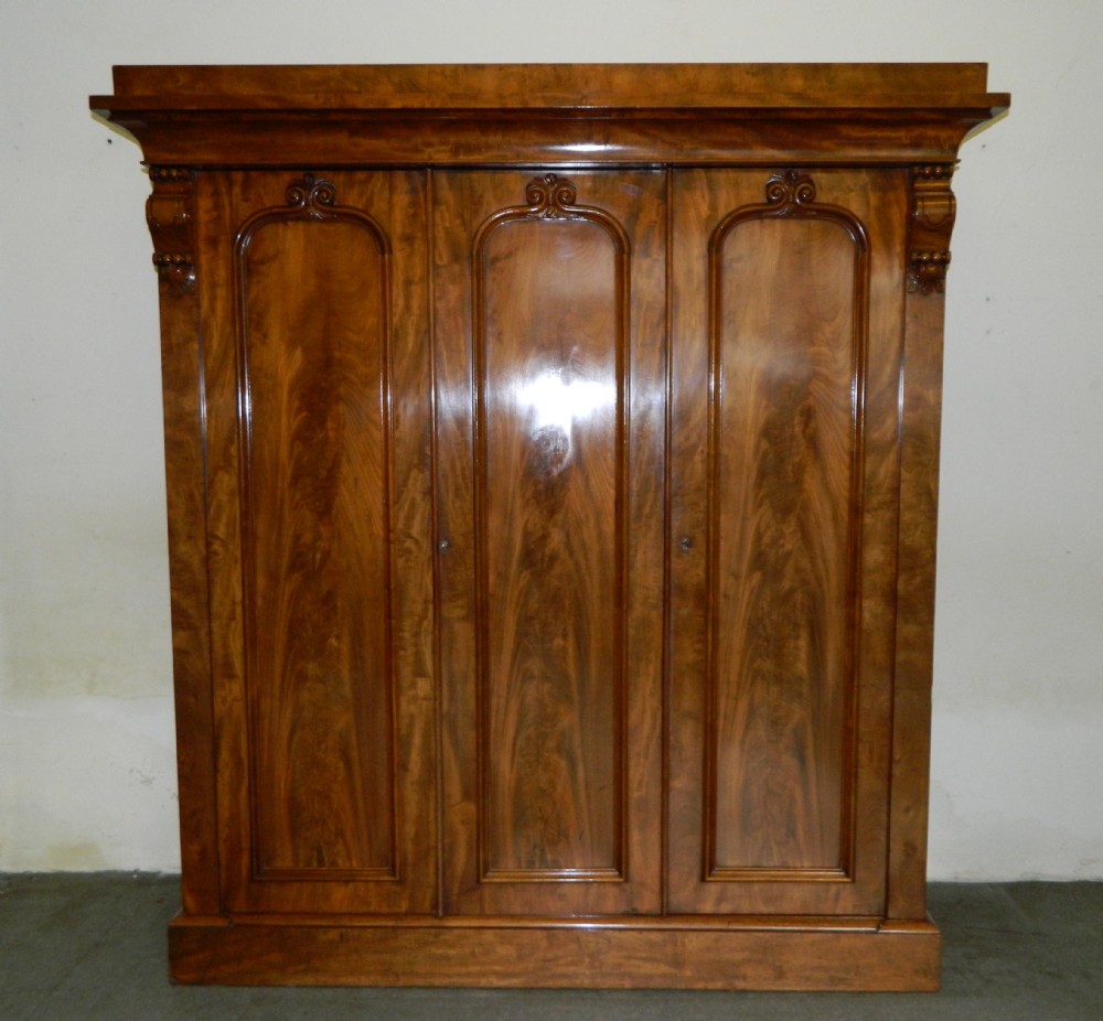 victorian mahogany three door wardrobe