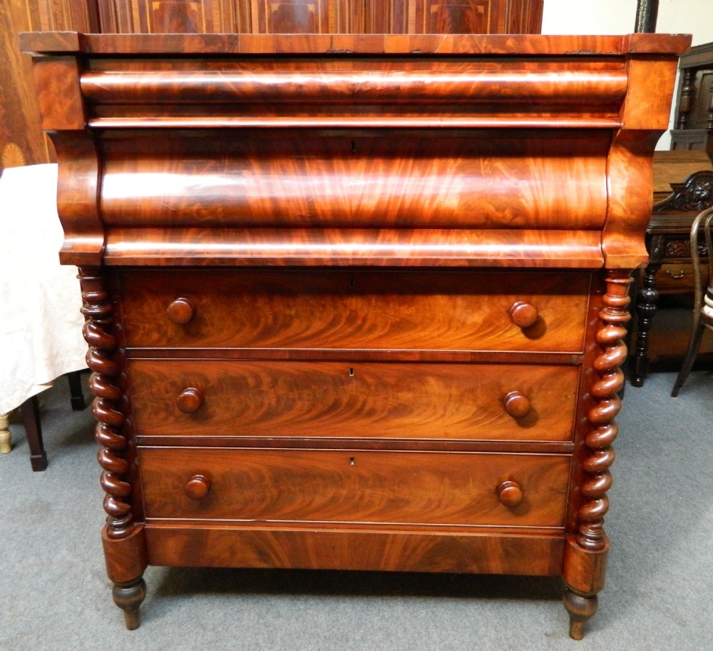 large mahogany scotch chest of drawers
