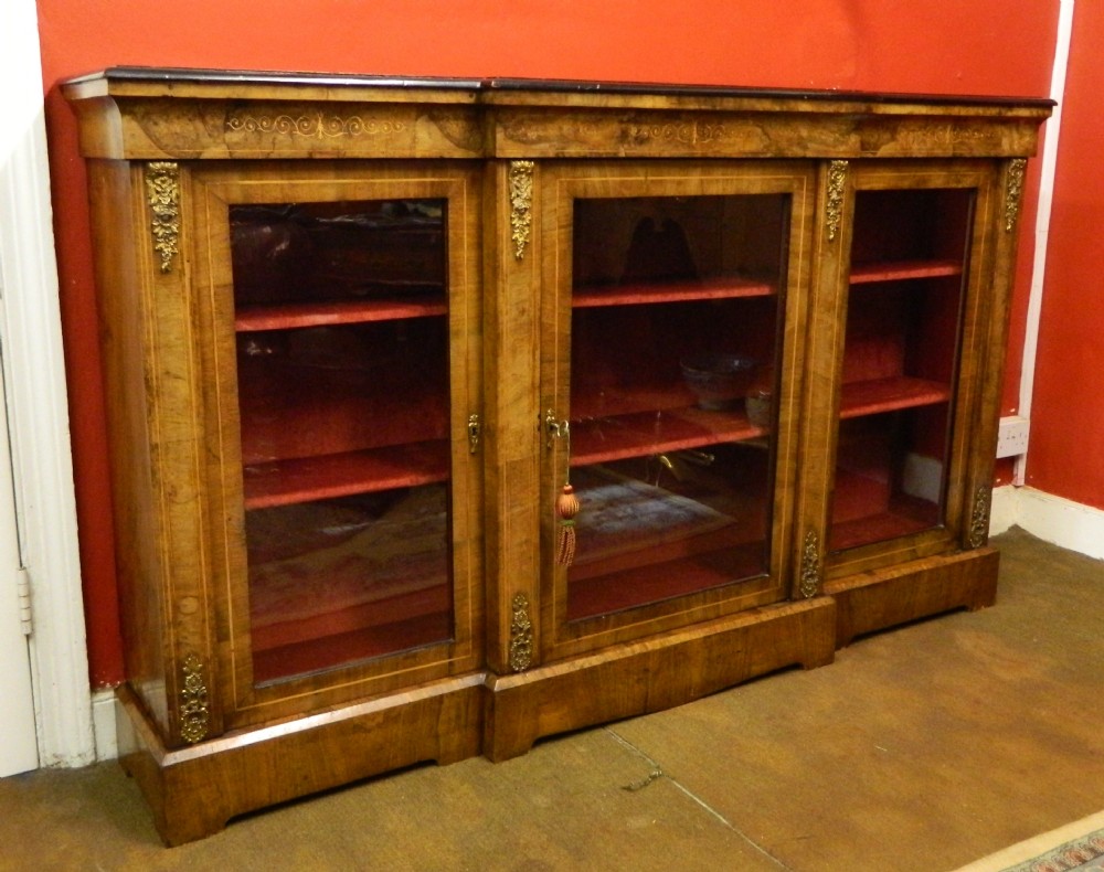 breakfront walnut credenza