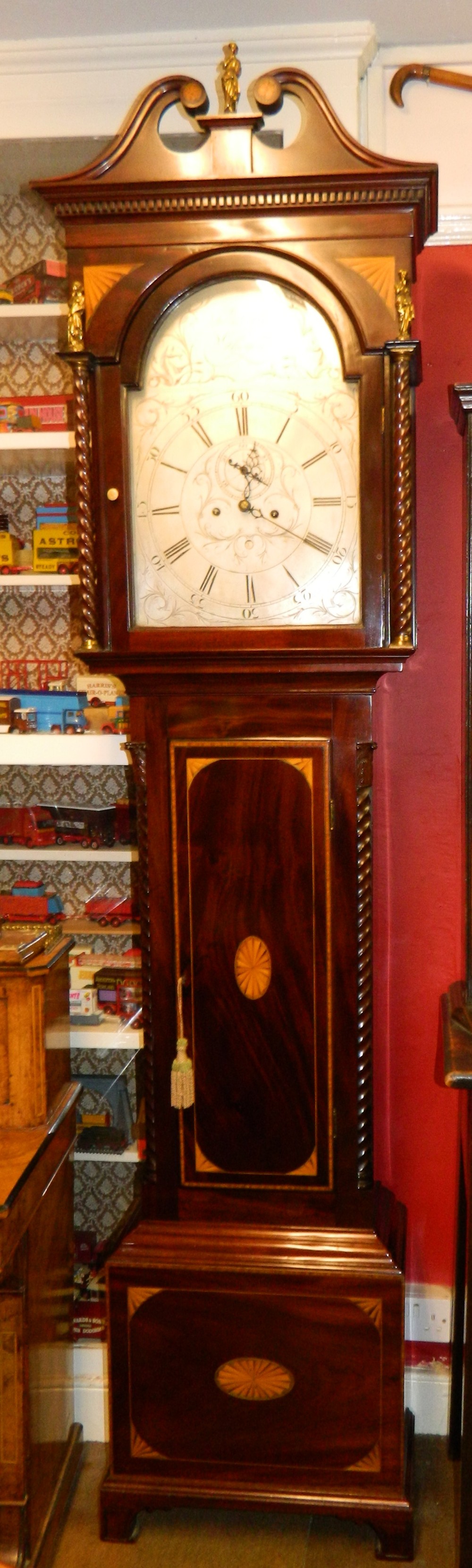 inlaid mahogany 8 day grandfather clock