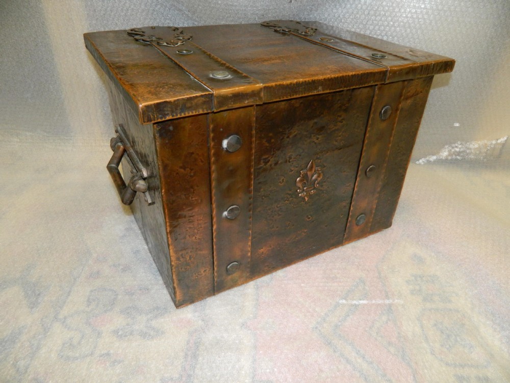 arts crafts copper coal box