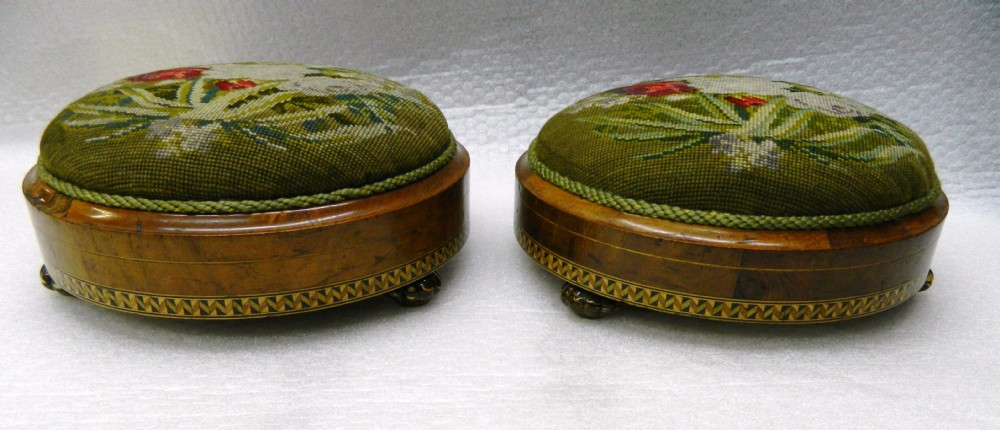 pair of tapestry work foot stools