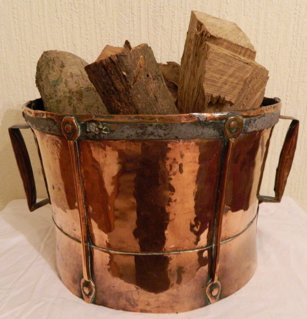 arts crafts copper log bin