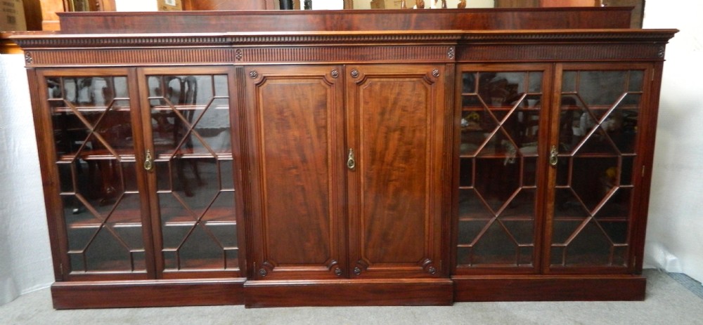 large mahogany breakfront bookcase