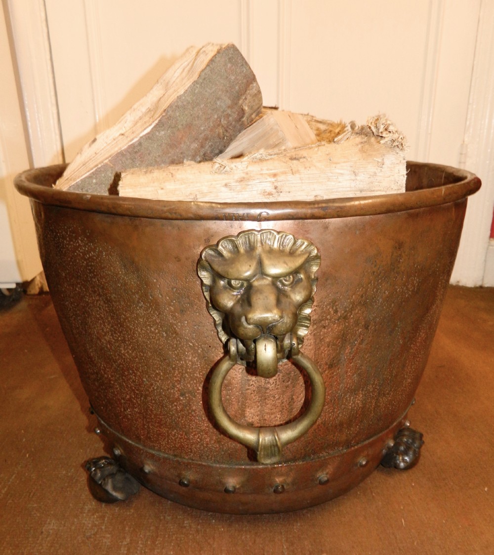 large copper log bin jardiniere