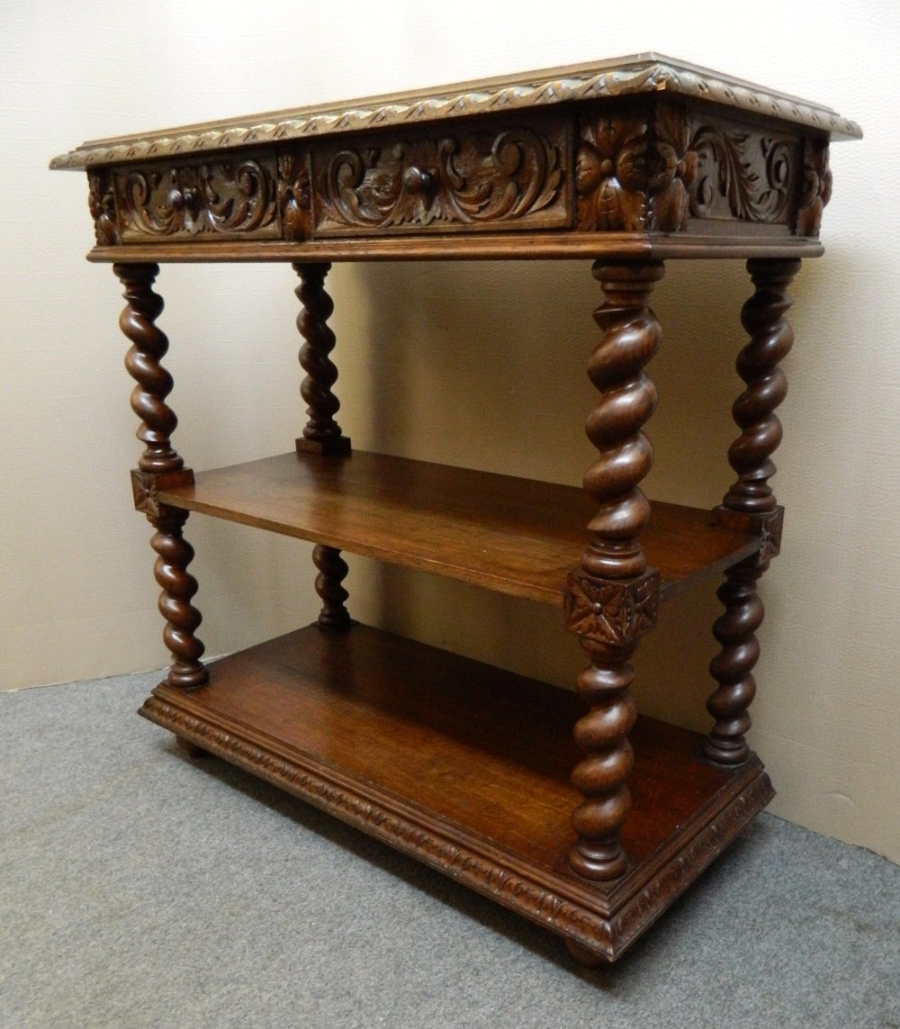 carved oak buffet dumb waiter