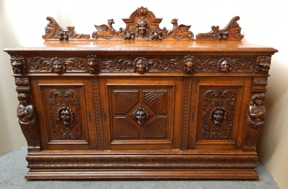 unusual carved oak cupboard sideboard
