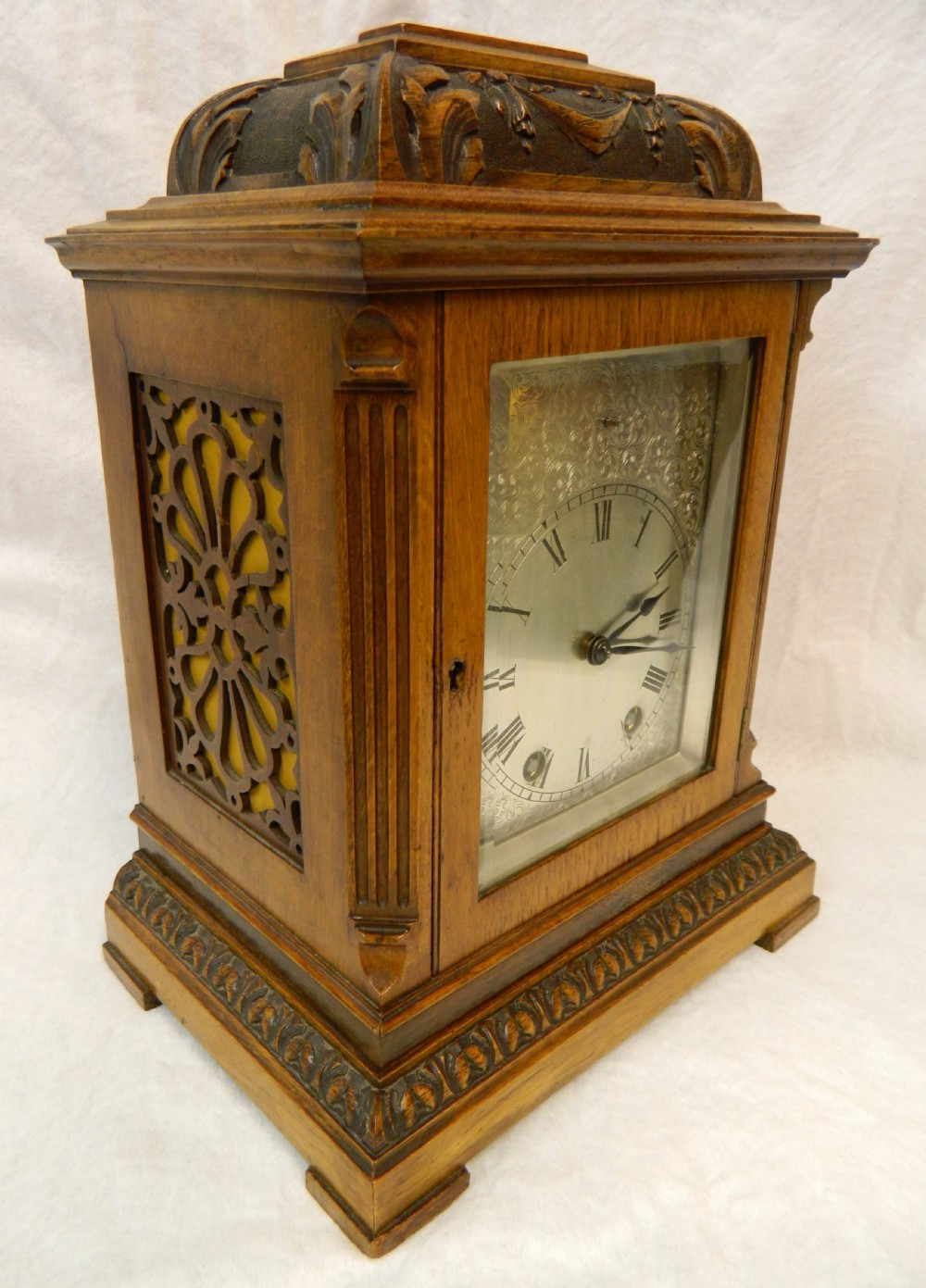 french oak walnut mantel clock mougin paris