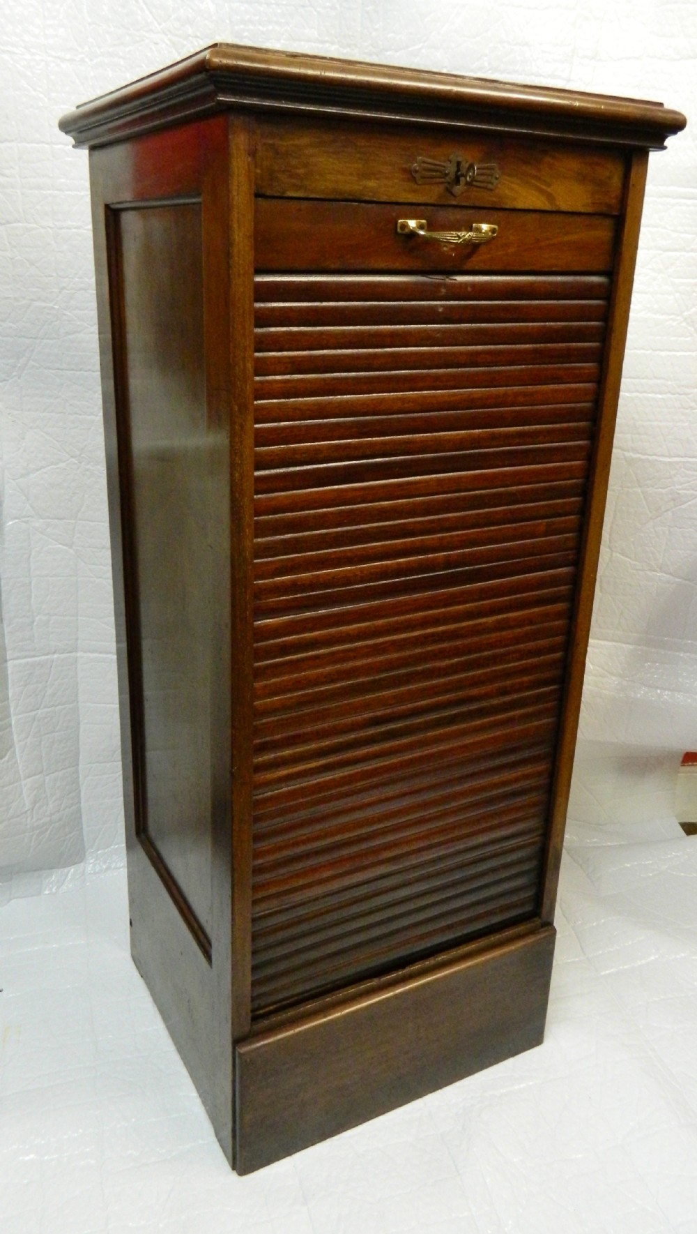 mahogany tambour front filing cabinet