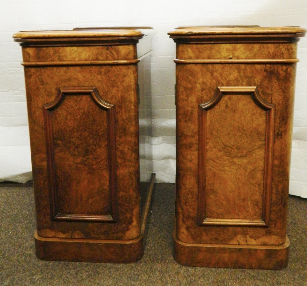 pair of victorian walnut bedside cabinets