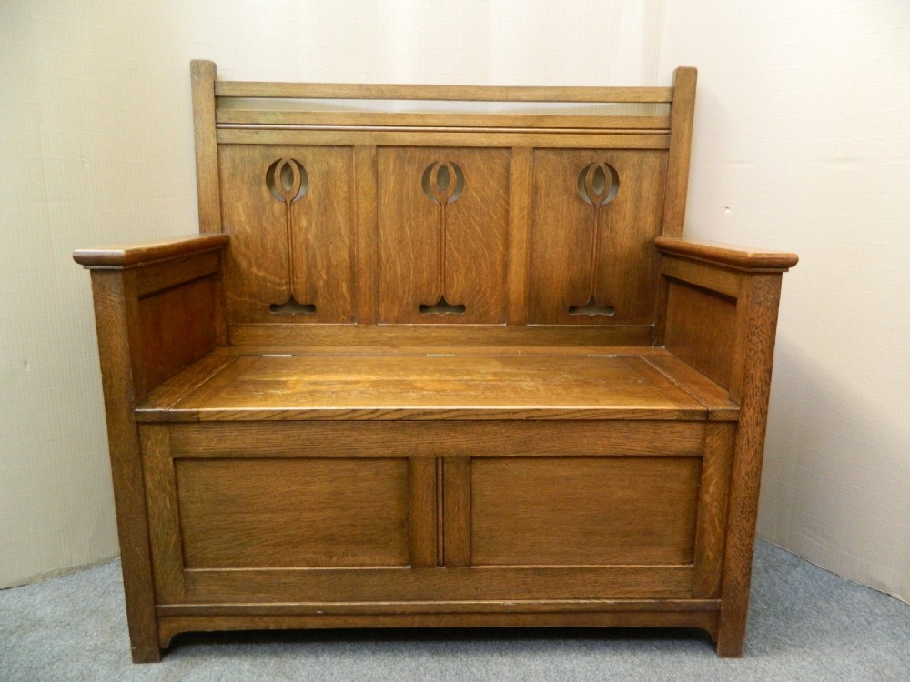 arts crafts oak settle