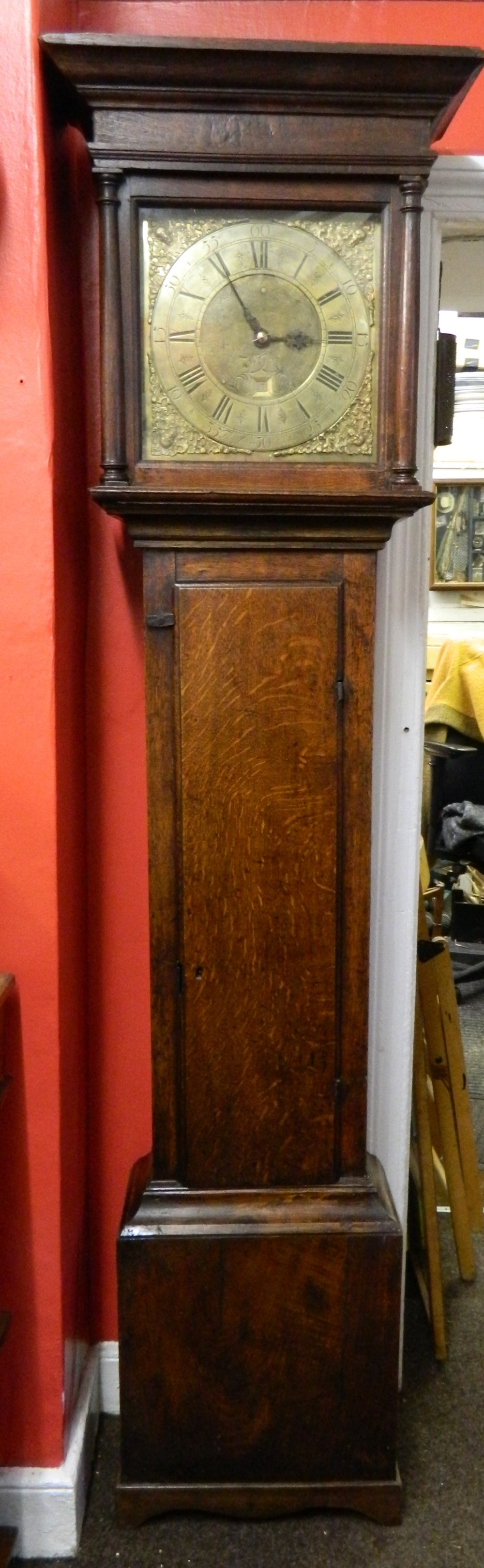 small early oak grandfather clock thomas storer derby