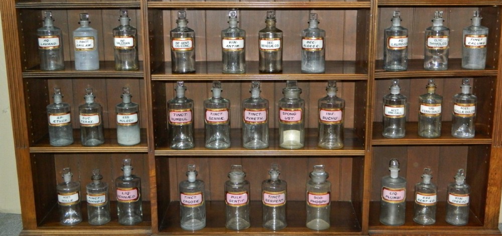 set of 29 chemists jars apothecary jars