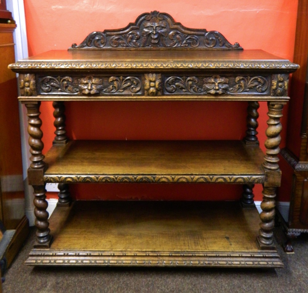 carved oak buffet dumb waiter