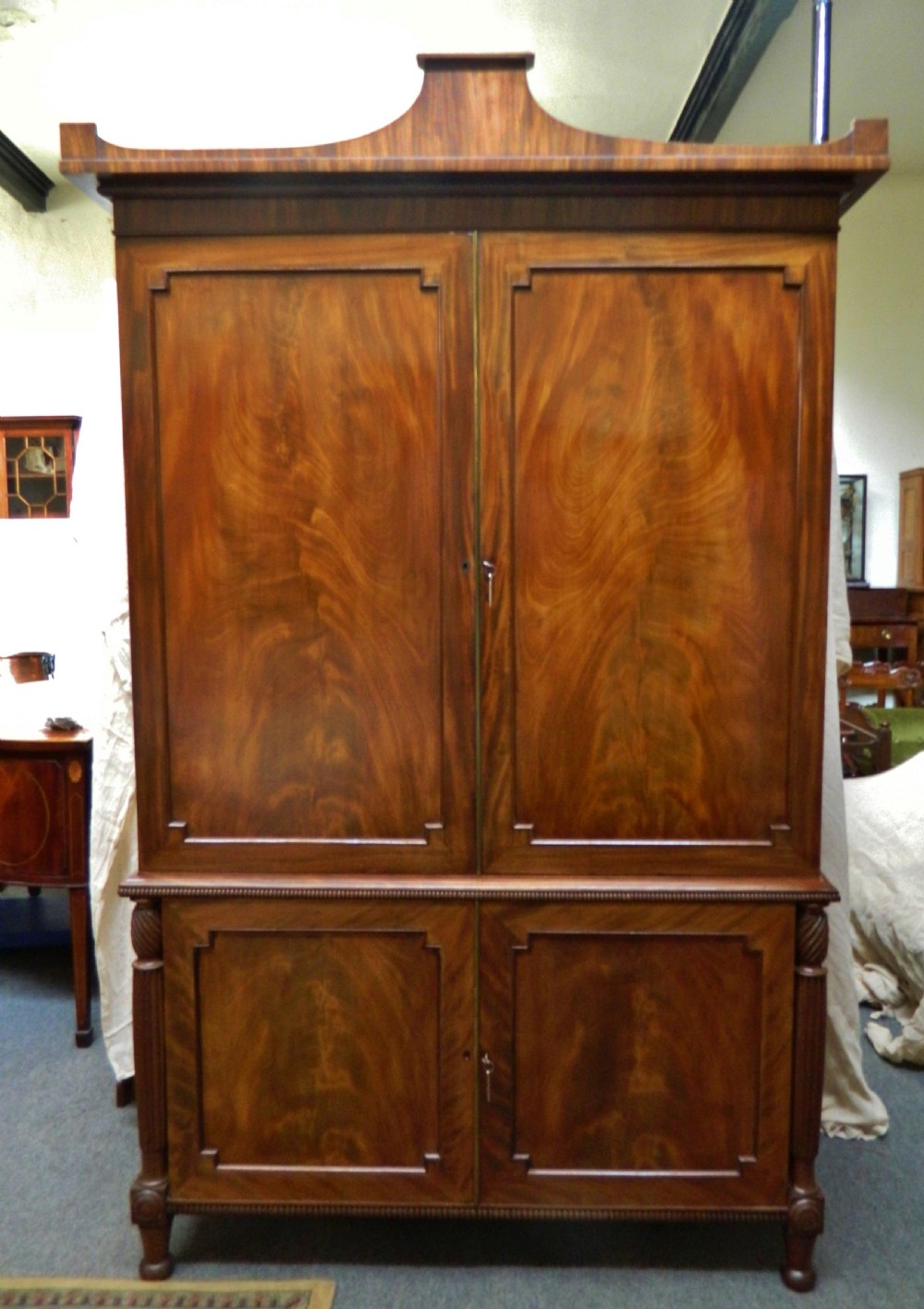 regency mahogany linen press