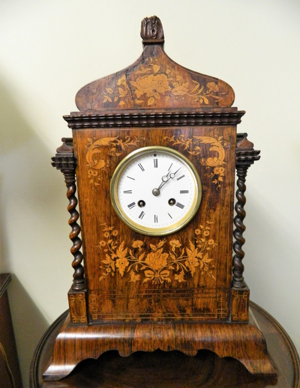 inlaid rosewood mantel bracket clock