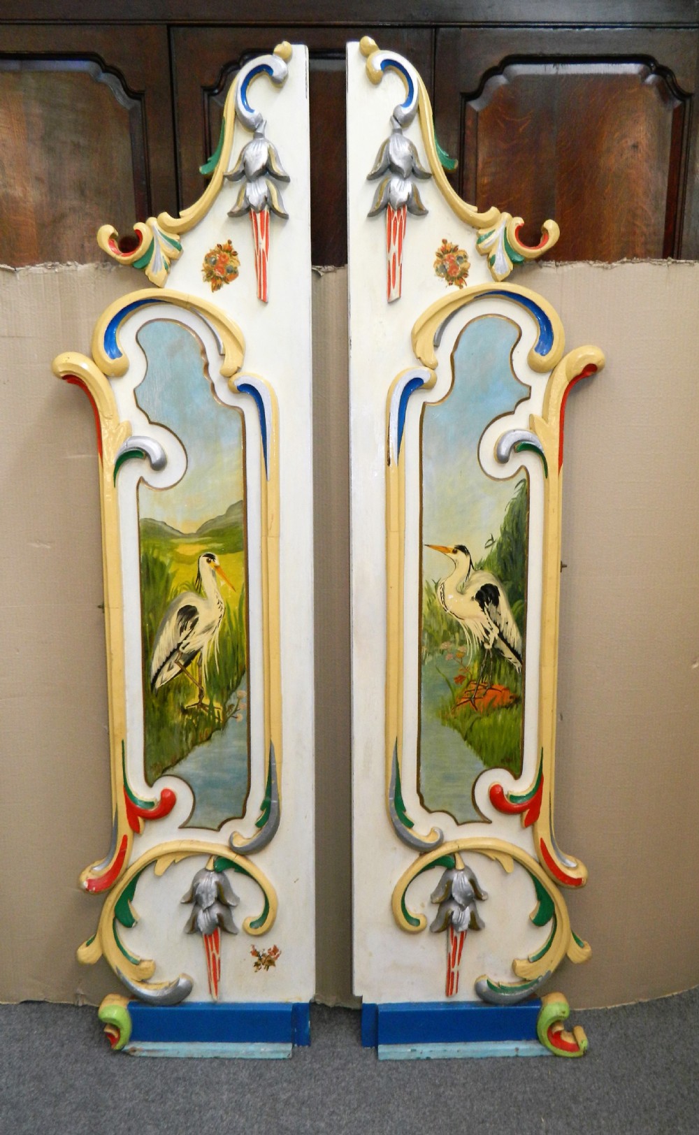pair of painted fairground panels