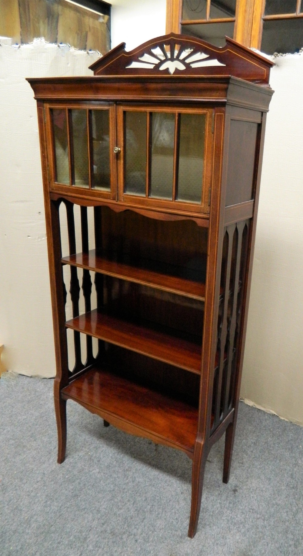 art nouveau mahogany cabinet bookcase
