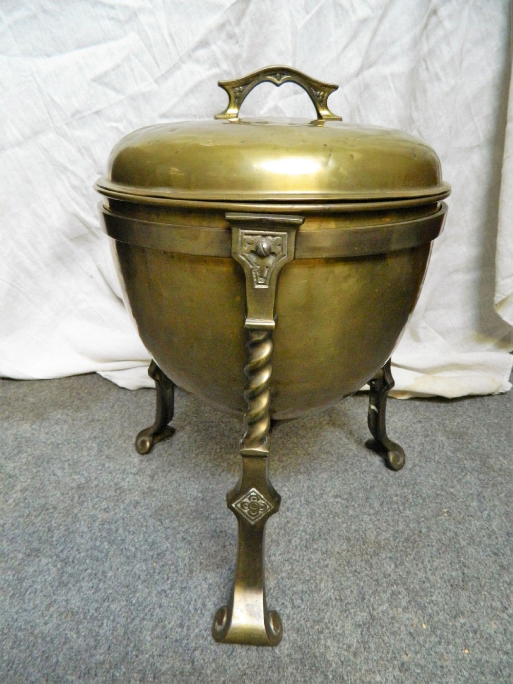 arts crafts brass coal bin