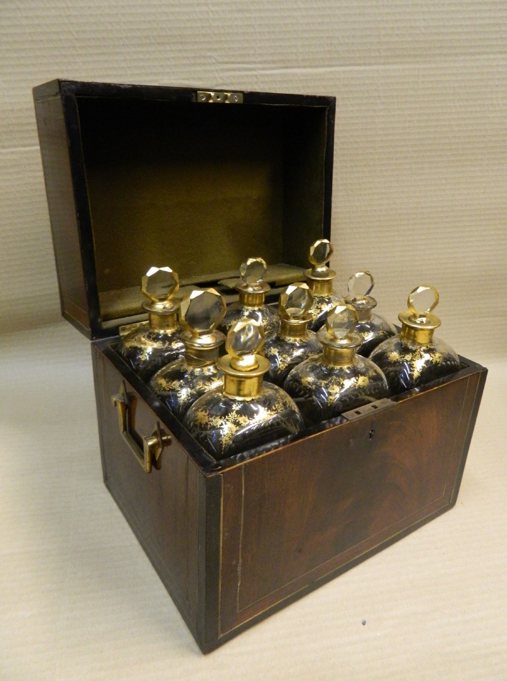 brass inlaid decanter box