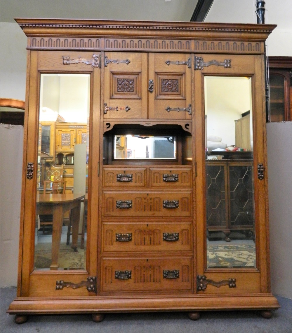 arts crafts oak wardrobe