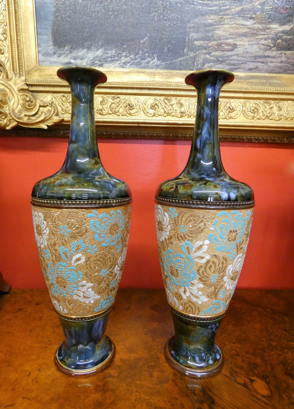 pair of royal doulton slaters patent vases x5337 37 cm