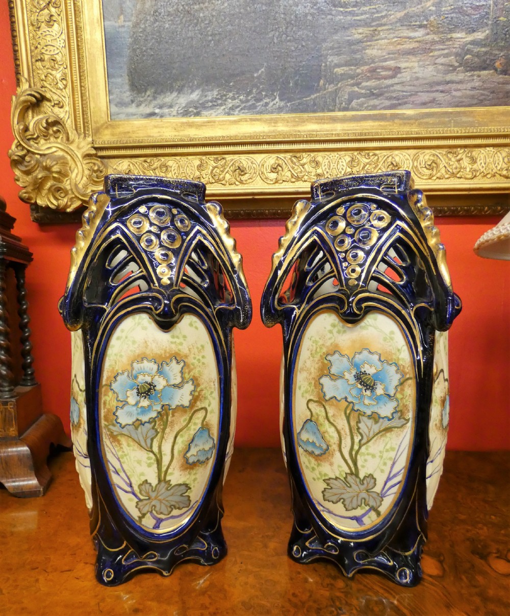pair of art nouveau vienna vases ernst wahliss