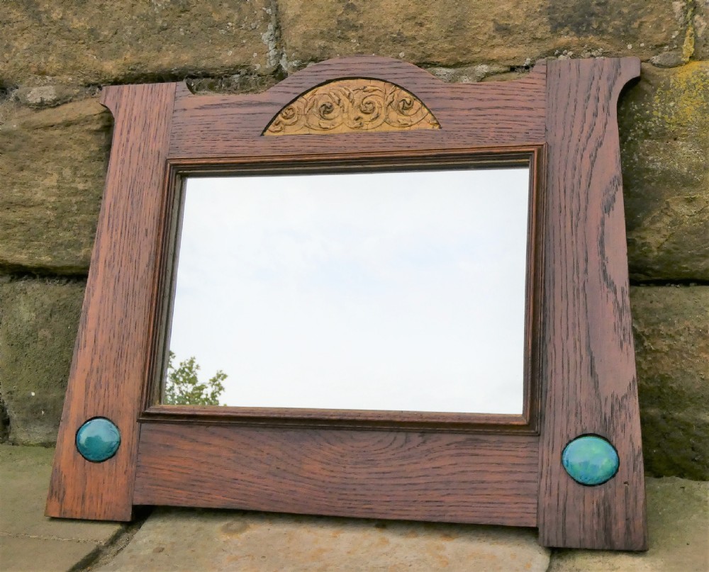 arts crafts oak mirror