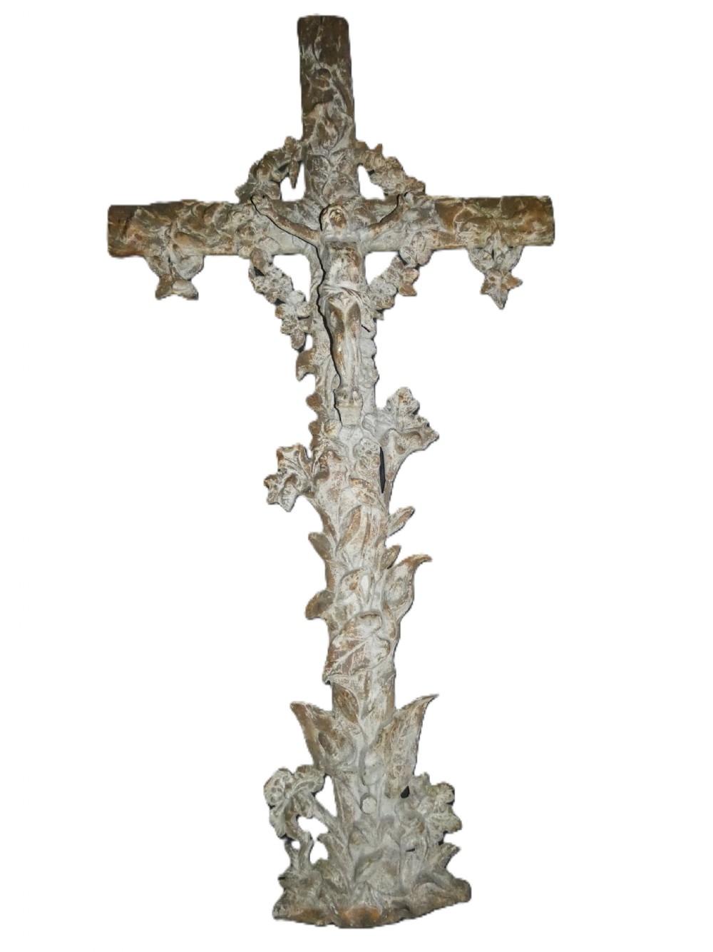 large cast iron crucifix grave marker